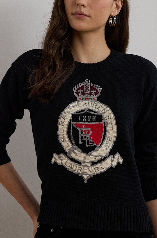 Памучен пуловер Lauren Ralph Lauren 200955737 черен AW24