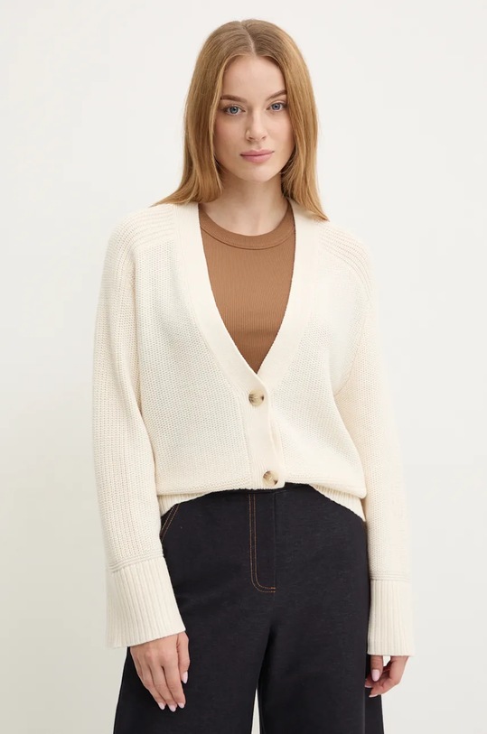 Boss Orange cardigan din lana uni bej 50525144