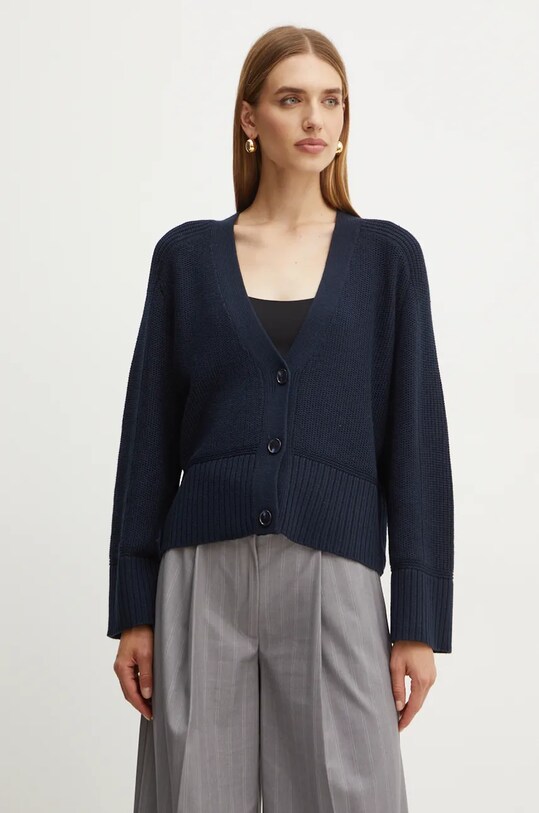 Boss Orange cardigan din lana uni bleumarin 50525144