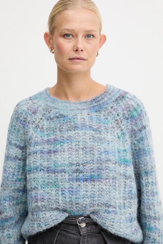 BOSS Orange sweter wełniany niebieski 50527837