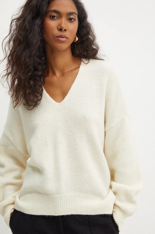 BOSS Orange sweter wełniany beżowy 50528631