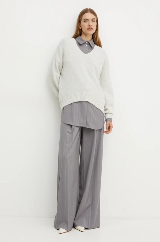 BOSS Orange sweter wełniany 50528631 szary AW24