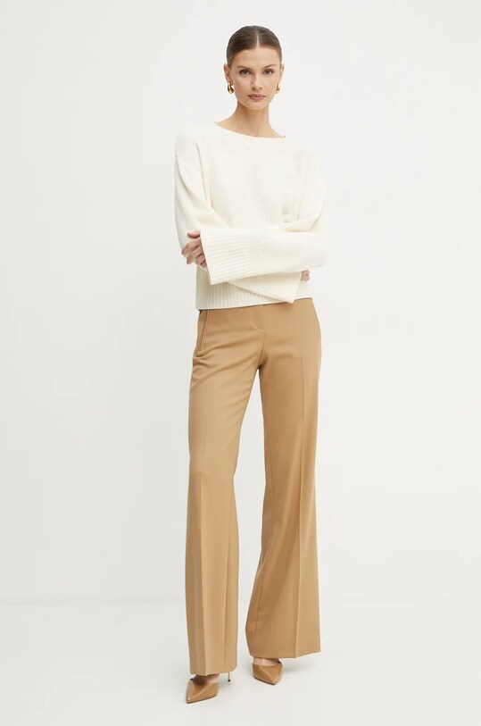 BOSS Orange sweter wełniany 50535517 beżowy AW24