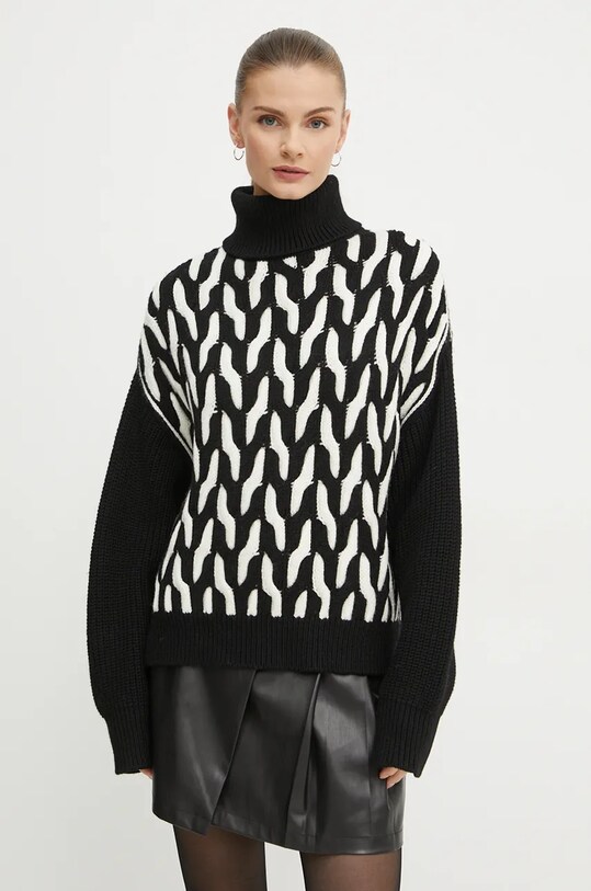 Vlnený sveter BOSS vlna čierna 50523719