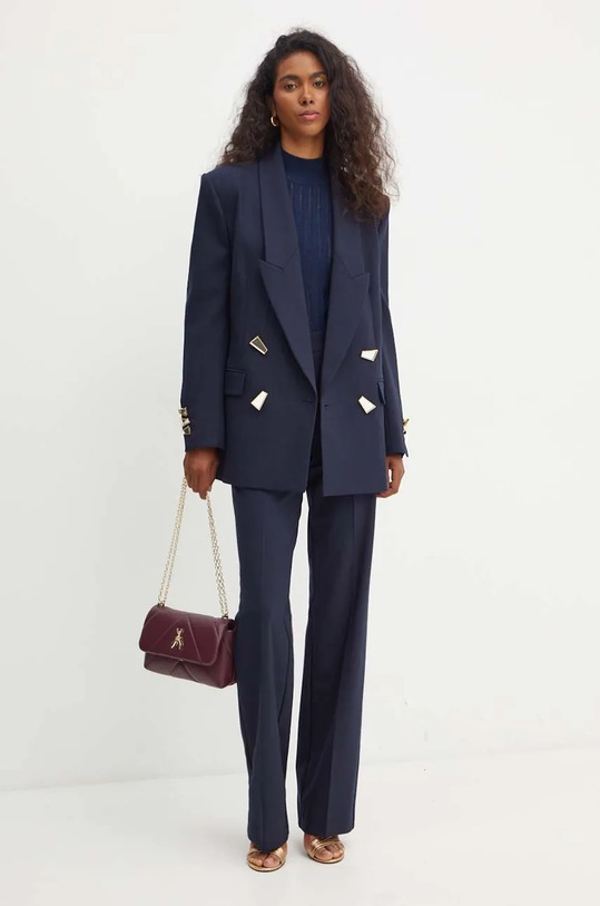 BOSS sweter wełniany 50523736 granatowy AW24