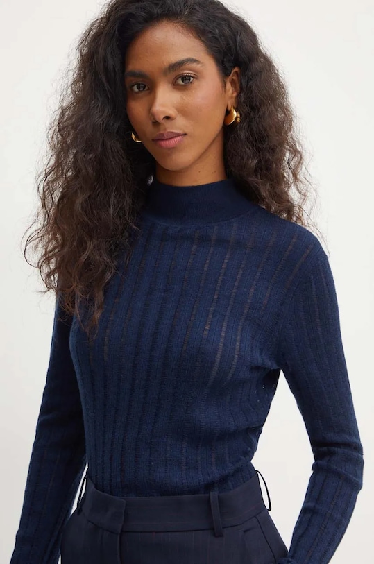 BOSS sweter wełniany granatowy 50523736