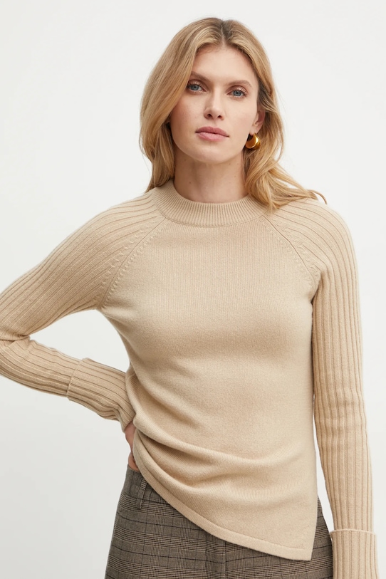 Vlněný svetr MAX&Co. kulatý béžová 2426366064200