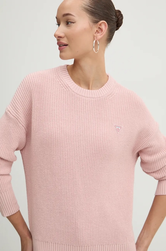 Bavlněný svetr Guess Jeans růžová W4BR08.Z3HM1