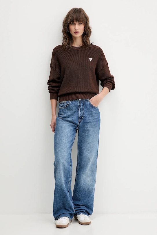 Guess Jeans sweter bawełniany W4BR08.Z3HM1 brązowy NC25