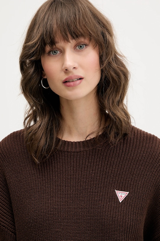 Guess Jeans sweter bawełniany brązowy W4BR08.Z3HM1