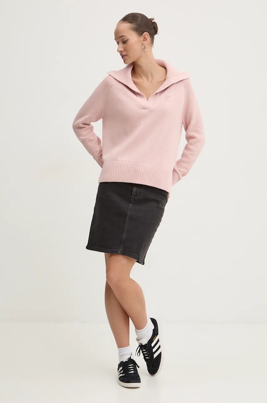 Guess Jeans sweter bawełniany W4BR14.Z3HM1 różowy AW24