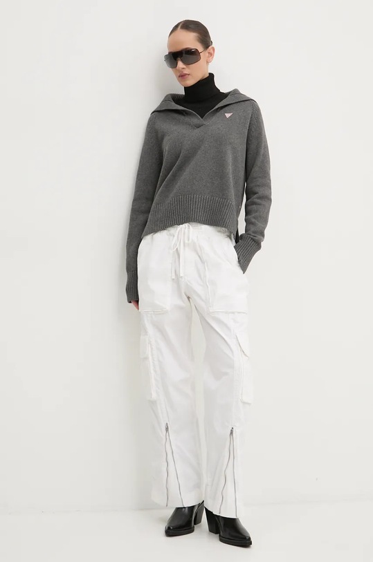 Guess Jeans sweter bawełniany W4BR14.Z3HM1 szary AW24