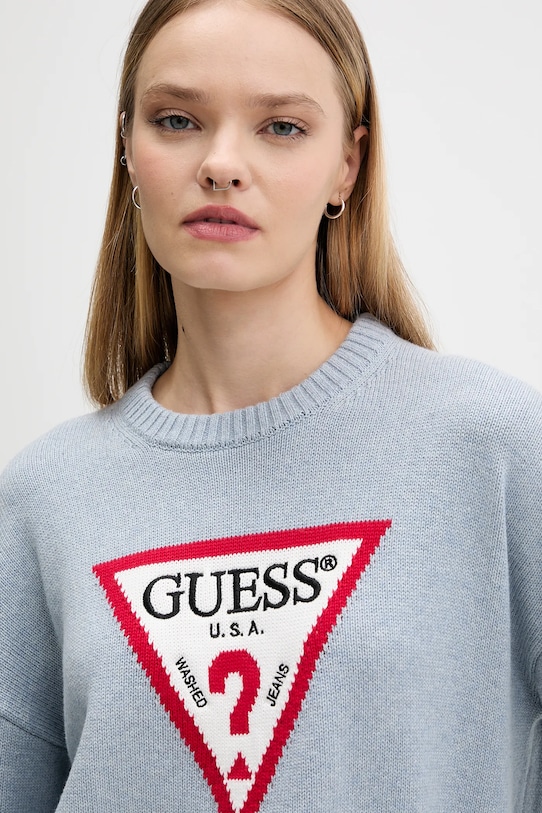 Guess Jeans sweter bawełniany niebieski W4BR12.Z3HM1