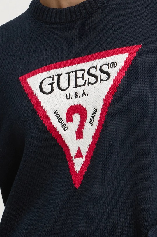 Памучен пуловер Guess Jeans W4BR12.Z3HM1 тъмносин