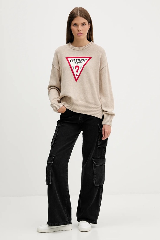 Guess Jeans sweter bawełniany W4BR12.Z3HM1 beżowy NC25