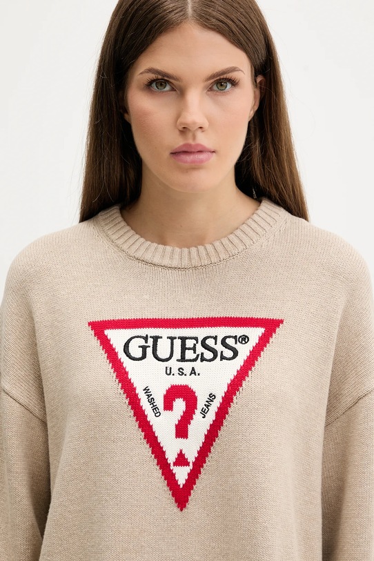 Guess Jeans sweter bawełniany beżowy W4BR12.Z3HM1