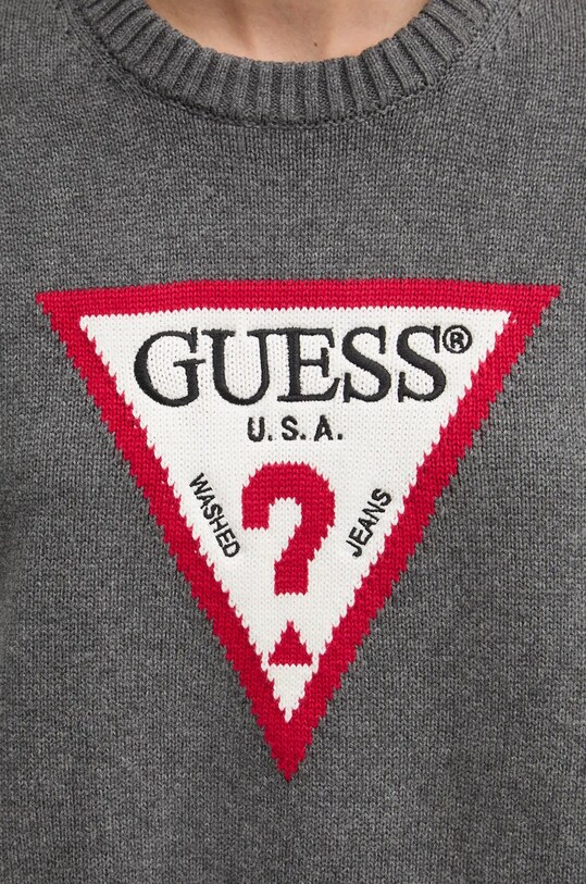 Хлопковый свитер Guess Jeans W4BR12.Z3HM1 серый