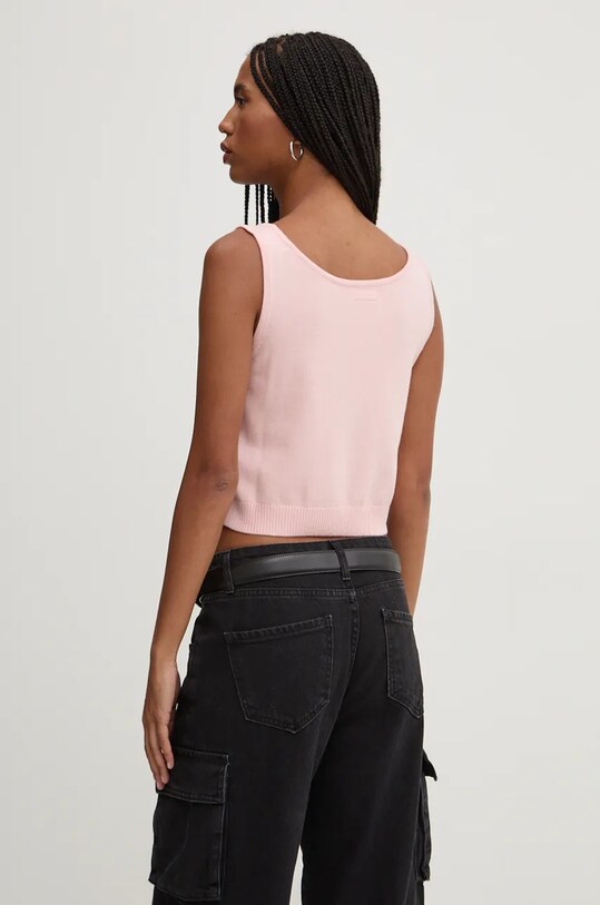 Odzież Guess Jeans top z domieszką jedwabiu W4BR17.Z3HO2 różowy