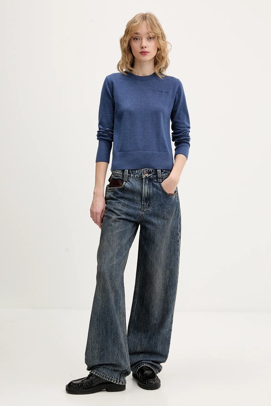Guess Jeans sweter z domieszką wełny W4BR83.Z3HO2 niebieski AW25
