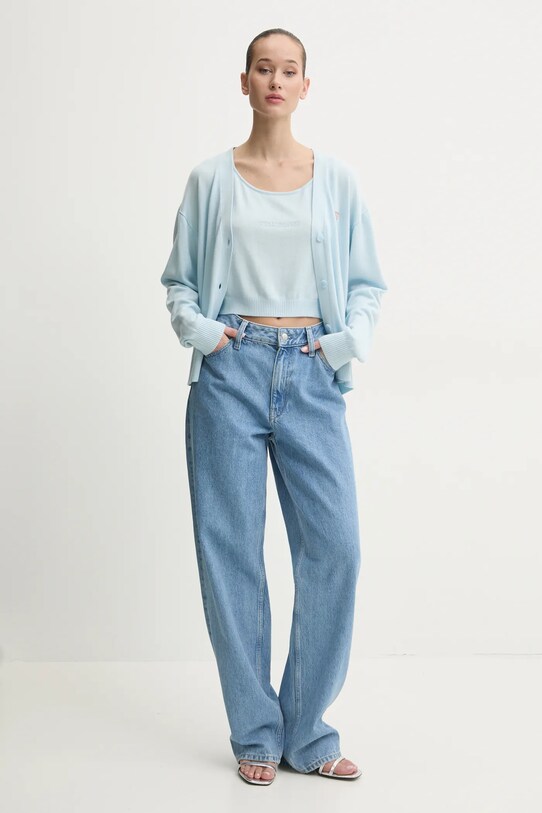 Guess Jeans cardigan din amestec de lână W4BR16.Z3HO2 albastru SS25