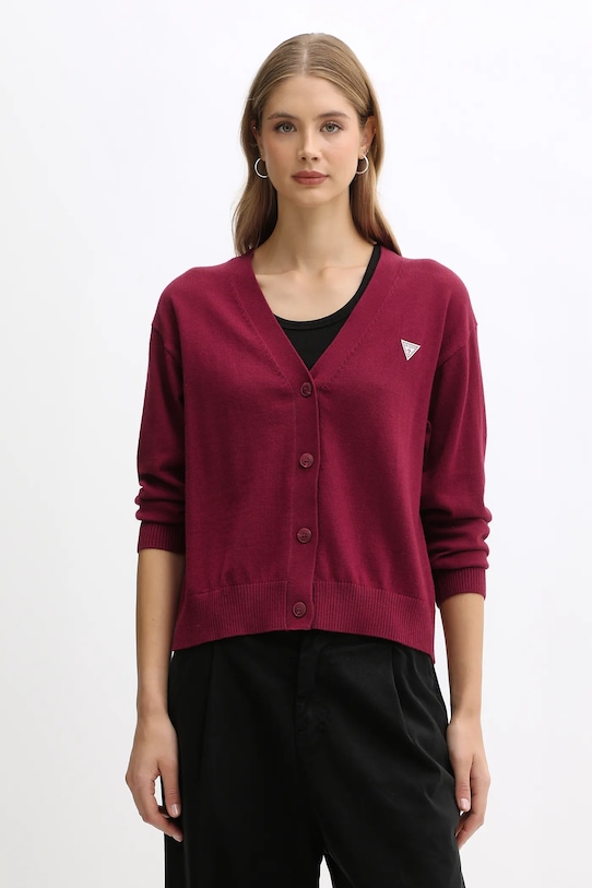 Guess Jeans cardigan din amestec de lână burgundia W4BR16.Z3HO2