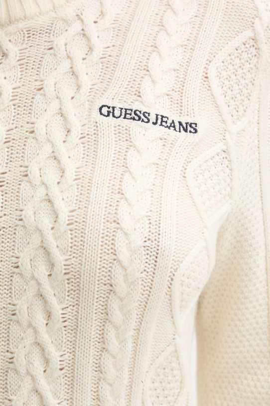 Pulover s dodatkom vune Guess Jeans W4BR13.Z3HN2 bež