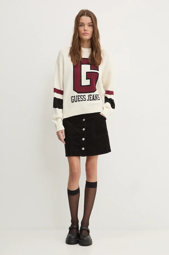 Sveter s prímesou vlny Guess Jeans W4BR11.Z3HN2 béžová AW24