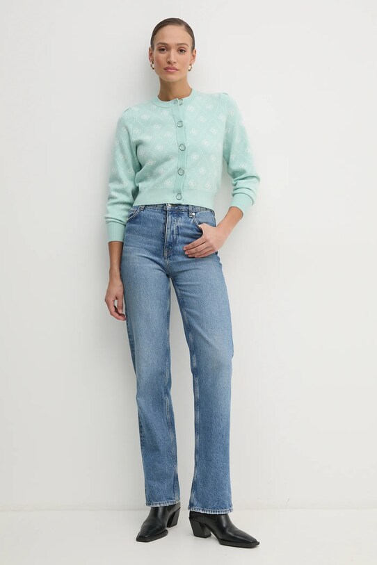 Кардиган с примесью шерсти Guess SARAH W4BR0D.Z3JD2 бирюзовый AW24
