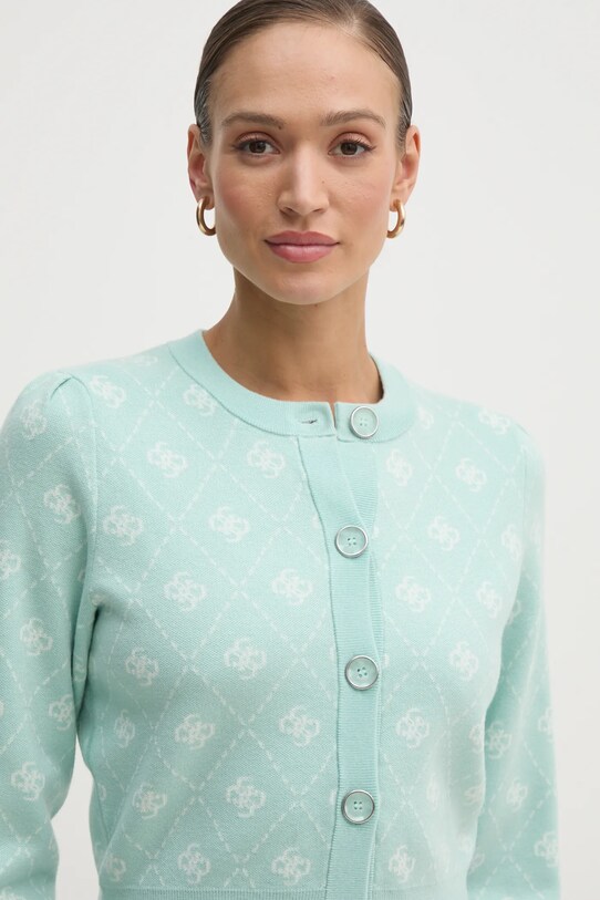 Кардиган с примесью шерсти Guess SARAH бирюзовый W4BR0D.Z3JD2