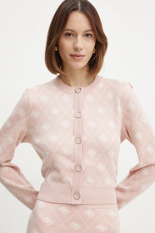 Кардиган с примесью шерсти Guess SARAH розовый W4BR0D.Z3JD2