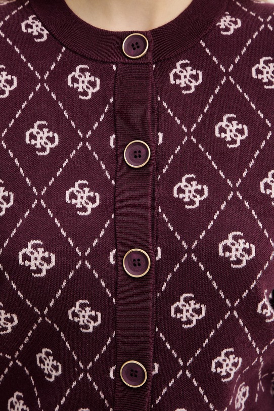 Guess kardigan z domieszką wełny SARAH W4BR0D.Z3JD2 bordowy