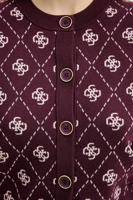 Guess kardigan z domieszką wełny SARAH W4BR0D.Z3JD2 bordowy