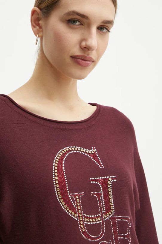 Guess pulover SELENA burgundia W4BR01.Z2NQ2