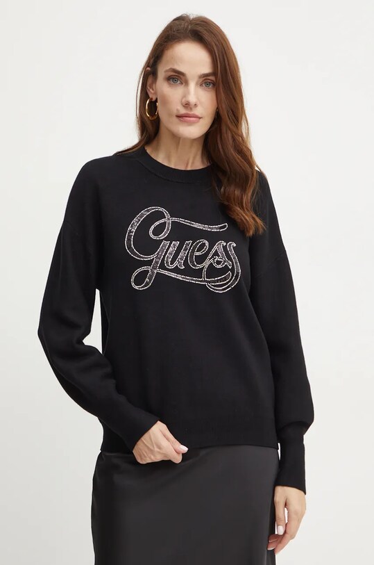 Guess sweter LAURA aplikacja czarny W4BR07.Z26I2