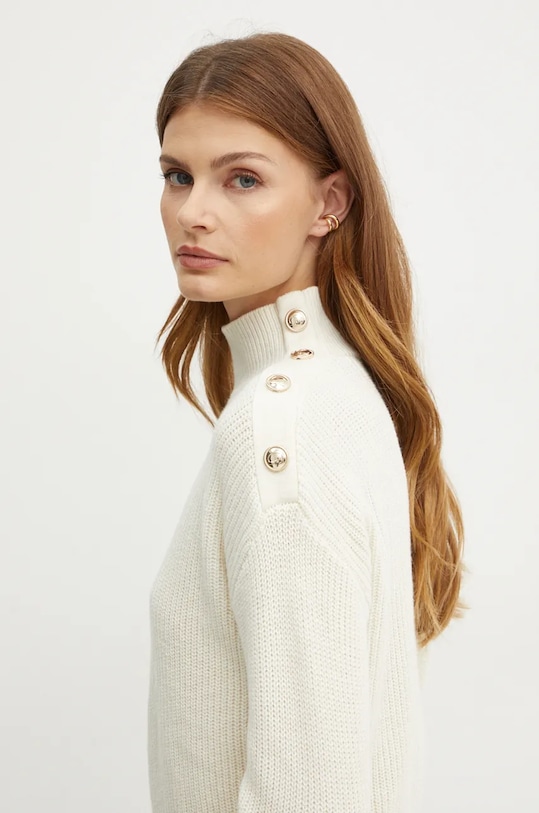 Svetr z vlněné směsi Guess ZYLEE polorolák béžová W4BR39.Z2WX0