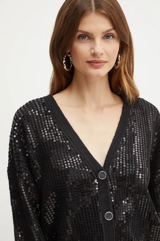 Кардиган с примесью шерсти Guess RILEY чёрный W4BR44.Z3J92