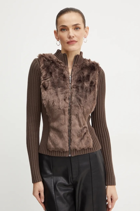 Πλεκτή ζακέτα Guess MILA άλλο καφέ W4BR74.Z2ZK2