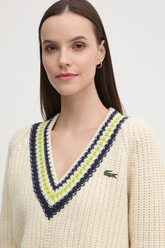 Volnen pulover Lacoste bež AF2563