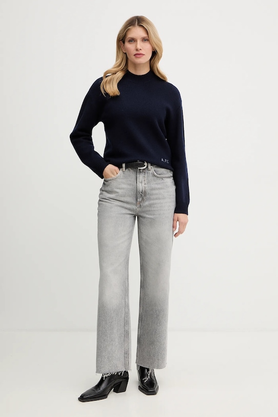 A.P.C. gyapjú pulóver Pull Esther WVBDK.F23373.IAK sötétkék AW24