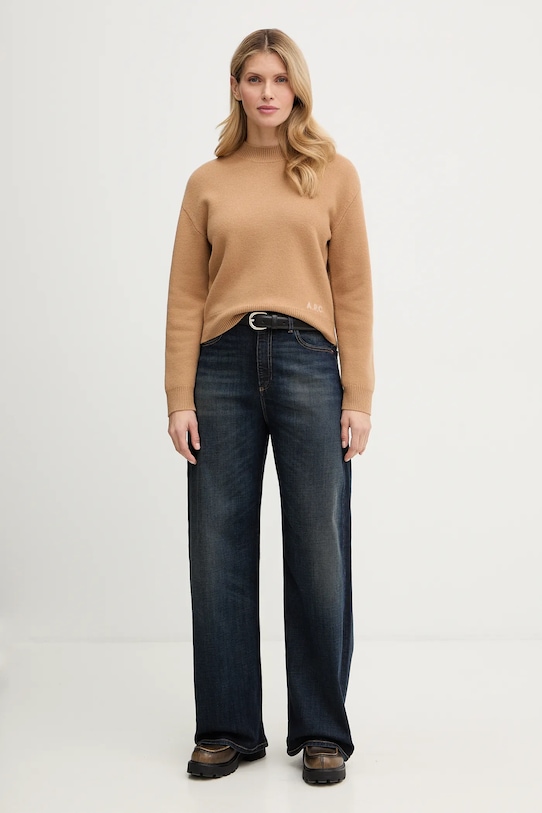 A.P.C. sweter wełniany Pull Esther WVBDK.F23373.CAB brązowy AW24