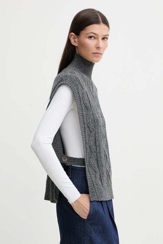 A.P.C. gyapjú mellény Pull Cameron szürke WVBDQ.F23391.PLC