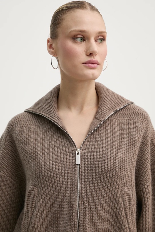 Remain cardigan din lana maro 502142