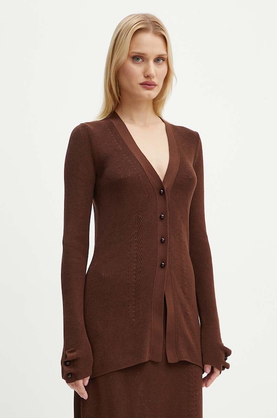 AERON kardigan bawełniany bawełna brązowy PFPU256515