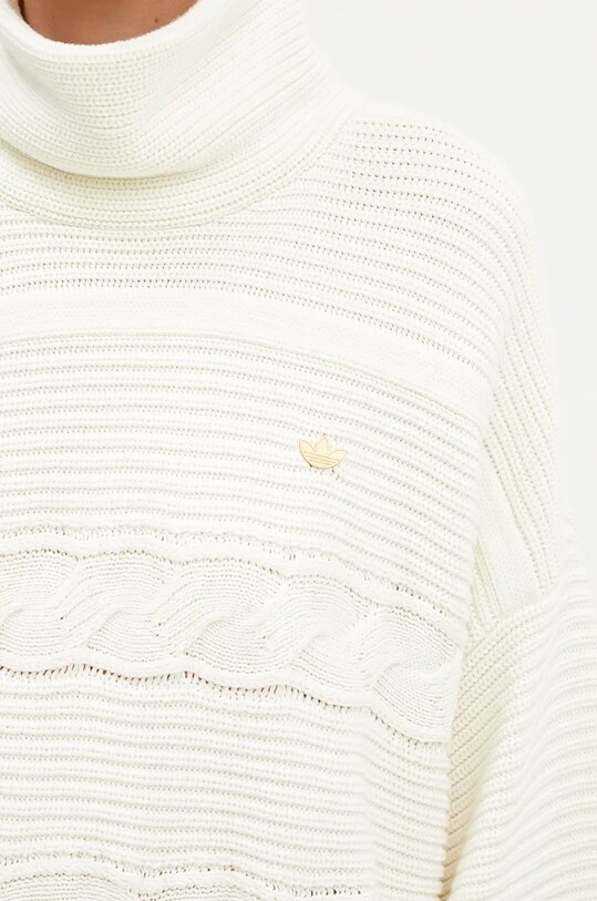 adidas Originals pulover de bumbac OS Turtleneck bej IX0965