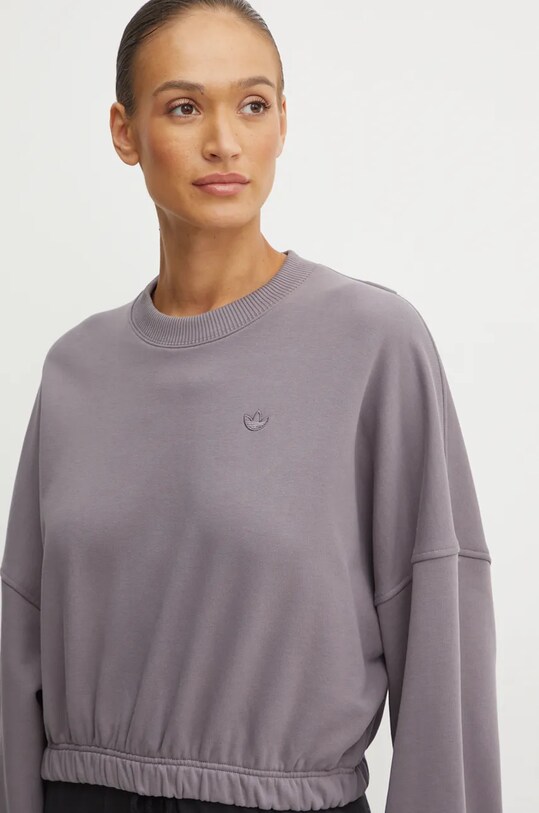 Хлопковая кофта adidas Originals Premium Essentials Sweater фиолетовой IY9709
