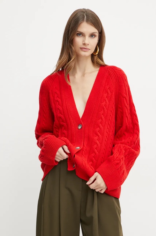 Ivy Oak cardigan din lana uni rosu IO113146