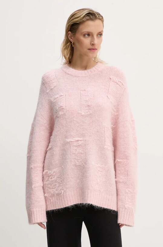 MUNTHE sweter wełniany TACCU różowy 243160724373