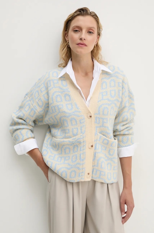 Kardigán s prímesou vlny MUNTHE TALHUA s prímesou vlny béžová 243161824375