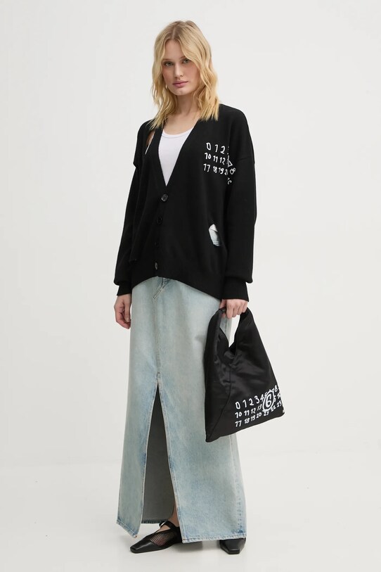 MM6 Maison Margiela kardigan wełniany S62HP0022.M13071 czarny AW24