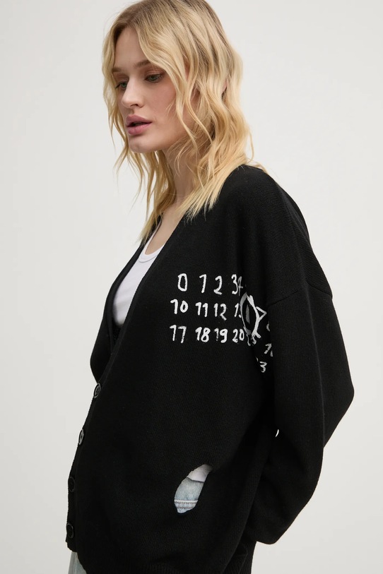 Vuneni kardigan MM6 Maison Margiela crna S62HP0022.M13071